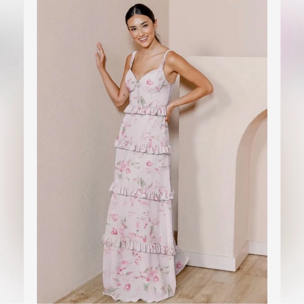 Revelry Sloane Chiffon Dress Floral Print